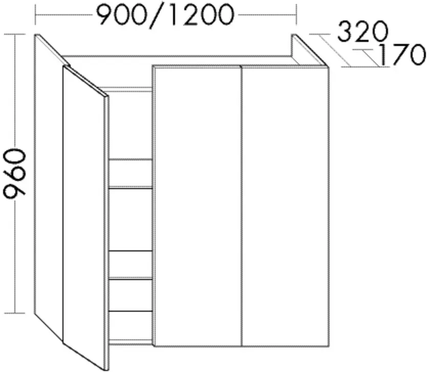 Burgbad Halbh.Schrank Sys30 PG4 Sana 960x900x170 Weiß Hochglanz, UHZY090RF3359 UHZY090RF3359