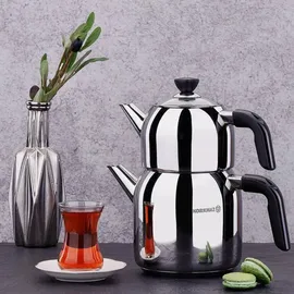 Korkmaz Kappa Teekannen-Set 0,9L/2,0L aus hochwertigem Edelstahl / Induktionsgeeignet