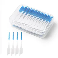 Mxtimwan 200 Stück Interdentalbürsten, Tragbare Zahnreinigung Zwischenräume, Blau, Wiederverwendbar