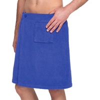 Lashuma Männer Saunakilt Blau, Baumwoll Saunarock mit Tasche und Knöpfen, anpassbarer Sauna Sarong Länge: 52 cm