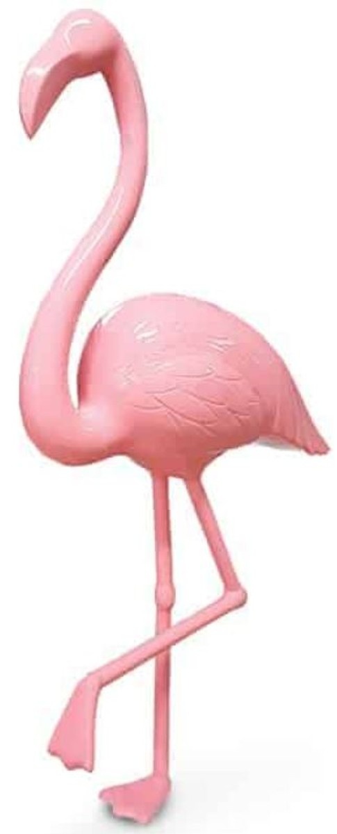 Casa Padrino Luxus Dekofigur Flamingo Vogel Rosa H. 155 cm - Lebensgroße Dekofigur - Riesige Tierfigur - Gartendeko Skulptur