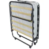 DUÉRMETE ONLINE Klappbett mit Matratze 80 x 190 cm, zusammenklappbar mit Gästematratze, Metallgestell mit 4 Rädern, praktisch und funktional