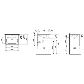 Laufen LUA Komplettset, Waschtisch Waschtischunterschrank, 600x515x440mm, H8600832661041, Farbe: Verkehrsgrau