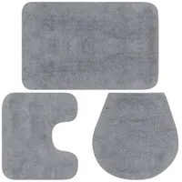 vidaXL Badematten-Set 3-tlg. Stoff Grau