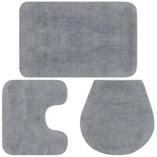 vidaXL Badematten-Set 3-tlg. Stoff Grau