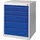 Nordwest Handel AG Schubladenschrank Stahlblech H800xB600xT600mm grau/blau 5 Schubl.Einfachauszug