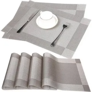 Platzsets 6er 30x45cm PVC Rutschfest Abwaschbar Grau