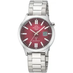 Funkuhr MASTER TIME, silberfarben, rot, Armbanduhren, Herren, Quarzuhr, Armbanduhr, Herrenuhr, Edelstahlarmband, analog, digital