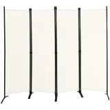Costway Paravent 4-teilig Raumteiler, Klappbar, Metallrahmen, 220x173cm beige|weiß