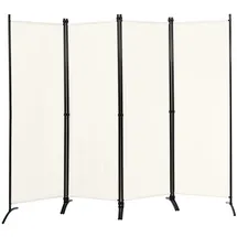 Costway Paravent 4-teilig Raumteiler, Klappbar, Metallrahmen, 220x173cm beige|weiß