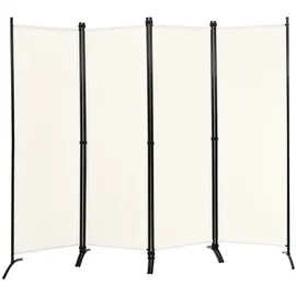 Costway Paravent 4-teilig Raumteiler, Klappbar, Metallrahmen, 220x173cm beige|weiß