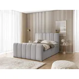 Boxspringbett 180x200 SEMINOLE - grau + Matratzenauflage - Grau