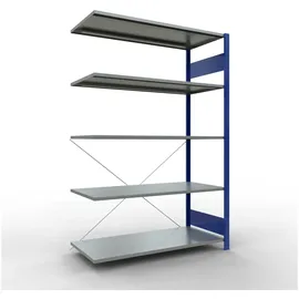 Schulte Lagertechnik Schulte Anbauregal Steckregal MULTIplus150 2000 x 1300 x 600 mm 5 Fachböden Kreuzstrebe RAL 5010 enzianblau/verzinkt