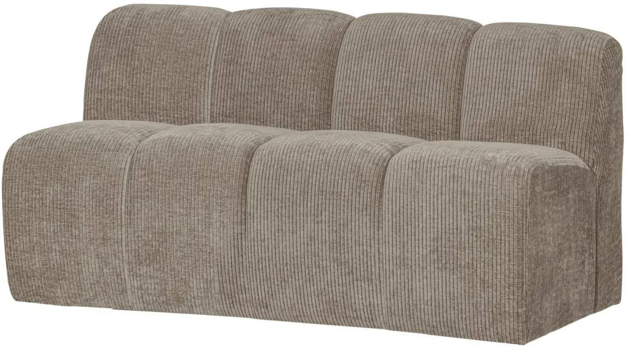 Bank Mojo mit Rückenlehne, Flachcord Stoff, modern, sandfarben, komfortabel für 2–3 Personen
