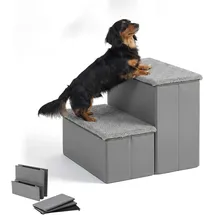 Relaxdays Hundetreppe 2 Stufen Grau 40 cm x 35 cm x 32 cm