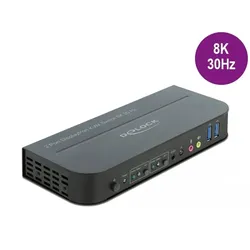 Delock DisplayPort 1.4 KVM Switch 8K 30 Hz mit USB 3.0 und Audio