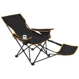 COSTWAY Campingstuhl, klappbar & 2-fach verstellbar, mit Fußablage schwarz