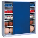 C+P Ballschrank mit Vollblech-Schiebetüren (Typ 4). HxBxT: 195x120x40 cm Enzianblau EINHEITSFARBE No Size