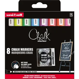 Uni-Ball Kreidemarker PWE-5M 8 St. Blau/Gelb/Grün/Lila/Orange/Rosa/Rot/Weiß