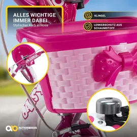 ACTIONBIKES MOTORS Actionbikes Kinderfahrrad Daisy 20 Zoll pink, V-Brake-Bremsen, Antirutschgriffe, Kettenschutz, Korb (East)