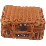 FUNOMOCYA Geflochtener Rattan-Koffer Aufbewahrungskorb Aus Weide Handgewebter Weidenkorb Mit Deckel Vintage-Rattan-Handtasche Für Wohnzimmer Dekorative Aufbewahrungsbox