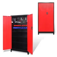 VidaXL Werkzeugschrank mit 2 Türen Stahl 90x40x180 cm Schwarz/Rot
