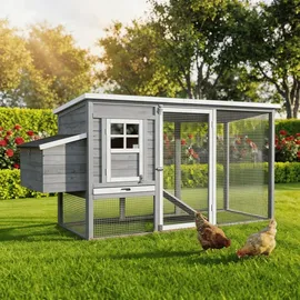 My Animal MyAnimal Hühnerstall für 4 Hühner MH-04 mit Eiablage, wasserabweisendes Dach, schutzimprägniert (Grau)