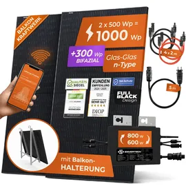 solarway Solarway® 1000W Balkonkraftwerk 800W komplett Steckdose - neuester 800 Watt Wechselrichter - Solaranlage Komplettset - 500W Solarmodule & Envertech & Zubehör
