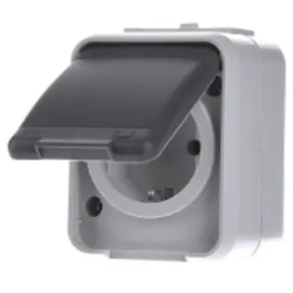 Elso Steckdose 1-f. AP44 licht-/basaltgrau