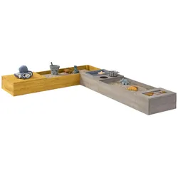 Sandkasten MUDDY BUDDY "Flexy Style", gelb (warmgrau, ocker), Sandkästen, Kinder, B/H/L: 90,00cm x 20,00cm x 150,00cm, Holz, warmgrau - ocker, Holzschutz vorbehandelt, B:90,00cm H:20,00cm L:150,00cm