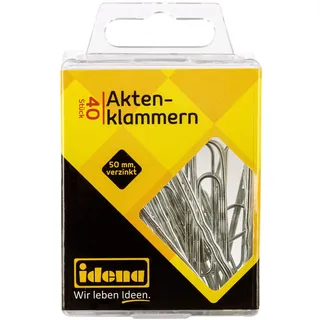 Idena 12080 - Aktenklammern, 40 Stück, 50 mm, verzinkt