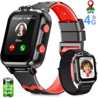 Smartwatch Kinder, mit GPS und Telefonfunktionen 4G WiFi Kinder Smartwatch, 2 Kameras, Abdichtung, SOS-Schulmodell KinderUhr - Schwarz