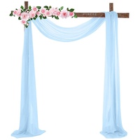 Lukery Hochzeit Vorhang Hochzeitsbogen, Querbehang Gardine Freihanddeko Himmelbett Vorhänge Stoff Tüll Transparent Voile Dekoration für Fotografie Party Hochzeit (70x550cm/2.3x18FT,Hellblau)