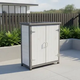 MuCoLa - Geräteschrank Gerätehaus Weiß Gartenschuppen Gartenschrank Aufbewahrungsschrank