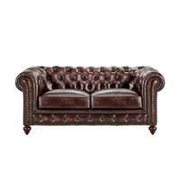 uno Ledersofa im Vintagelook Chesterfield , braun , Maße (cm): B: 183 H: 80 T: 100