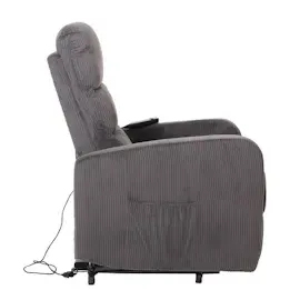 Mendler Fernsehsessel HWC-K62, Relaxsessel TV-Sessel Liege, Liegefunktion Aufstehhilfe, Metall Stoff/Textil Cord ~ dunkelgrau