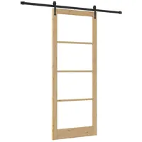 vidaXL Haustür Schiebetür ORKDAL Natur 93 x 232 cm Massivholz Kiefer und Glas (1-St) schwarz