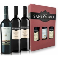 Sant'Orsola Barolo DOCG + Chianti DOCG + Montepulciano DOC d'Abruzzo Italien Rotwein Geschenkbox (3 x 0.75 l)