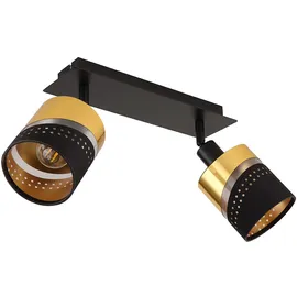 GLOBO Deckenleuchte Deckenlampe Wohnzimmerlampe Metall Schwarz-matt Gold 2 Flammig