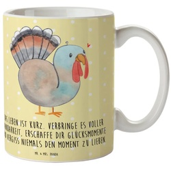 Mr. & Mrs. Panda Tasse Thanksgiving Truthahn – Gelb Pastell – Geschenk, Kaffeetasse, Handgez, Keramik gelb