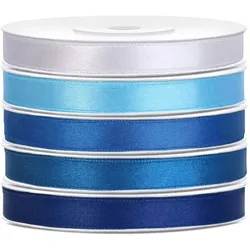 Satin Geschenkband 6mm 5 Farben je 25m lang blau hellblau Schleifenband Geschenkverpackung Geburtstag Hochzeit Weihnachten