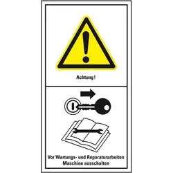 Aufkleber I Maschinenkennzeichen Vor Wartungs- und Reparaturarbeiten..., Folie, 100x200mm