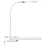 Lightbox LED Schreibtischlampe | 33 cm Höhe | weiß chromfarbene Klemmleuchte durch Flexarm einstellbar | Helligkeit in 3 Stufen einstellbar | max. 640 lm | Lichtfarbe: 3000 K | aus Kunststoff/Metall