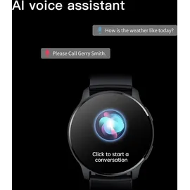krostming Smartwatch Damen Herren mit Telefonfunktion Rund 360 * 360 Auflösung IP67 Wasserdicht Herzfrequenz SpO2 Blutdruckmessung 20 Sportmodi APP Android IOS - Schwarz