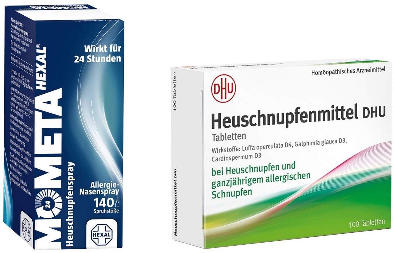 Sparset Allergie Mometahexal Heuschnupfenspray 50 μg 140 Sprühstöße 18 g + Heuschnupfenmittel DHU 100 Tabletten