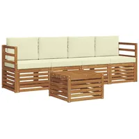 vidaXL Sofagarnitur 5-tlg. Natur/Creme Akazie