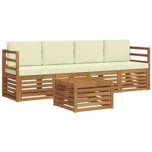 vidaXL Sofagarnitur 5-tlg. Natur/Creme Akazie
