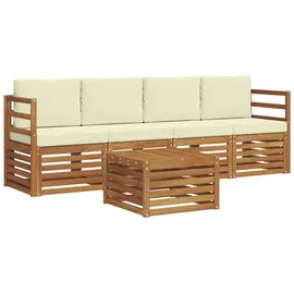 vidaXL Sofagarnitur 5-tlg. Natur/Creme Akazie