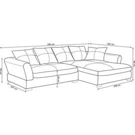 Fun Möbel Couchgarnitur TORRIS L-Form in Weiss- Anthrazit / Ottomane Links - Weiß