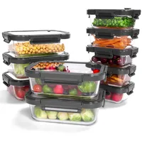 BOROHOUSE Glasbehälter mit Deckel, 10Stück – Luftdichte Frischhaltedosen für Meal Prep, Vorratsdosen für Küche, Brotdosen Set, Mikrowellengeeignet, Gefrierdosen, BPA-frei,Grau